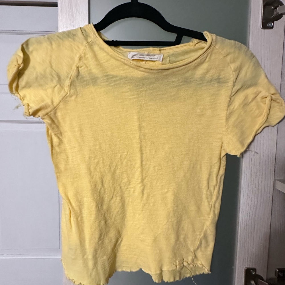 We The Free Yellow Fitted Cap Sleeve Tee